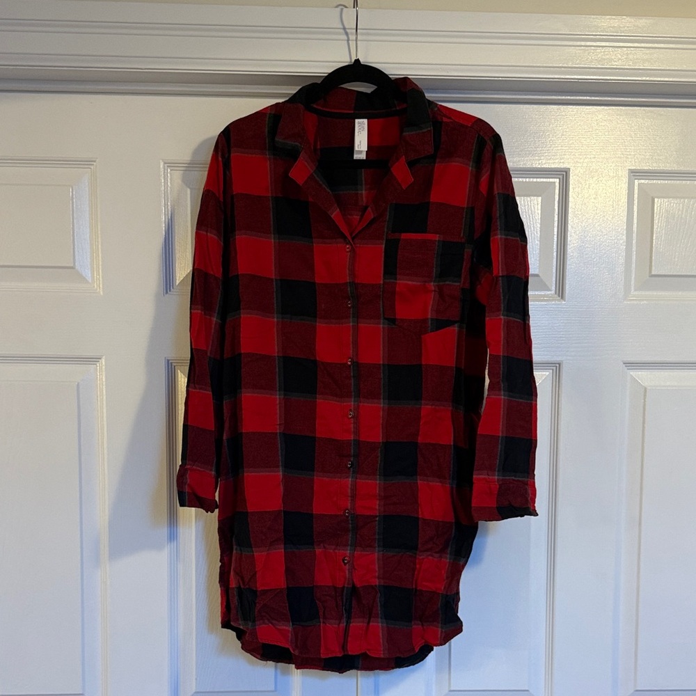 Stars Above Red and Black Checkered Long Shirt Night Gown